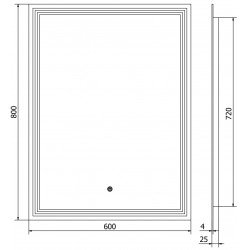 Mexen Taco  Oglinda de baie iluminata 60 x 80 cm, LED 6000K, cu dezaburire-9805-060-080-611-00