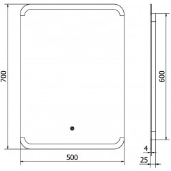 Mexen Nida  Oglinda de baie iluminata 50 x 70 cm, LED 6000K, cu dezaburire-9806-050-070-611-00