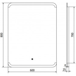Mexen Nida  Oglinda de baie iluminata 60 x 80 cm, LED 6000K, cu dezaburire-9806-060-080-611-00