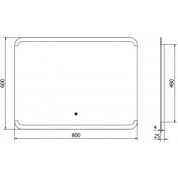 Mexen Nida  Oglinda de baie iluminata 80 x 60 cm, LED 6000K, cu dezaburire-9806-080-060-611-00