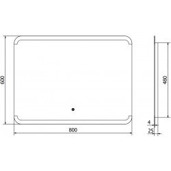 Mexen Nida  Oglinda de baie iluminata 80 x 60 cm, LED 6000K, cu dezaburire-9806-080-060-611-00