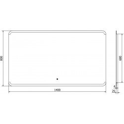 Mexen Nida  Oglinda de baie iluminata 140 x 80 cm, LED 6000K, cu dezaburire-9806-140-080-611-00
