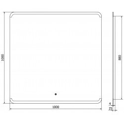 Mexen Nida  Oglinda de baie iluminata 100 x 100 cm, LED 6000K, cu dezaburire-9806-100-100-611-00
