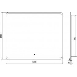 Mexen Nida  Oglinda de baie iluminata 120 x 100 cm, LED 6000K, cu dezaburire-9806-120-100-611-00