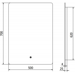 Mexen Sun  Oglinda de baie iluminata 50 x 70 cm, LED 6000K, cu dezaburire-9807-050-070-611-00