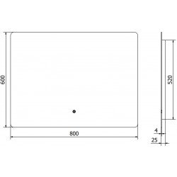 Mexen Sun  Oglinda de baie iluminata 80 x 60 cm, LED 6000K, cu dezaburire-9807-080-060-611-00
