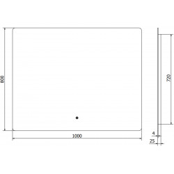 Mexen Sun  Oglinda de baie iluminata 100 x 80 cm, LED 6000K, cu dezaburire-9807-100-080-611-00