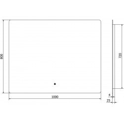 Mexen Sun  Oglinda de baie iluminata 100 x 80 cm, LED 6000K, cu dezaburire-9807-100-080-611-00