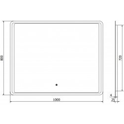 Mexen Zusa  Oglinda de baie iluminata 100 x 80 cm, LED 6000K, cu dezaburire-9808-100-080-611-00