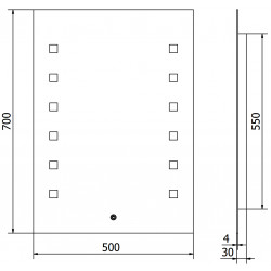 Mexen Ner  Oglinda de baie iluminata 50 x 70 cm, LED 6000K, cu dezaburire-9809-050-070-611-00