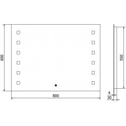 Mexen Ner  Oglinda de baie iluminata 80 x 60 cm, LED 6000K, cu dezaburire-9809-080-060-611-00