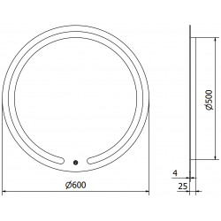 Mexen Rose  Oglinda de baie iluminata, rotunda 60 cm, LED 6000K, cu dezaburire-9810-060-060-611-00