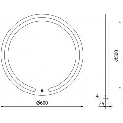 Mexen Rose  Oglinda de baie iluminata, rotunda 60 cm, LED 6000K, cu dezaburire-9810-060-060-611-00