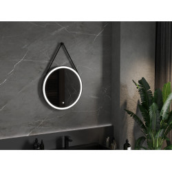 Mexen Reni  Oglinda de baie iluminata, rotunda 60 cm, LED 6000K, antypara, negru cadru - 9812-060-060-611-70
