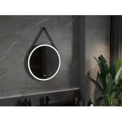Mexen Reni  Oglinda de baie iluminata, rotunda 70 cm, LED 6000K, antypara, negru cadru - 9812-070-070-611-70