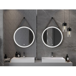 Mexen Reni  Oglinda de baie iluminata, rotunda 70 cm, LED 6000K, antypara, negru cadru - 9812-070-070-611-70