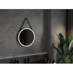 Mexen Reni  Oglinda de baie iluminata, rotunda  80 cm, LED 6000K, antypara, negru cadru - 9812-080-080-611-70 Led Oglinzi Baie 467680 Mexen