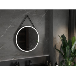 Mexen Reni  Oglinda de baie iluminata, rotunda  80 cm, LED 6000K, antypara, negru cadru - 9812-080-080-611-70