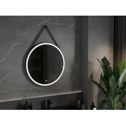 Mexen Reni  Oglinda de baie iluminata, rotunda  80 cm, LED 6000K, antypara, negru cadru - 9812-080-080-611-70
