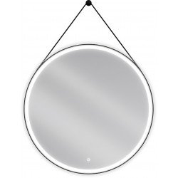 Mexen Reni  Oglinda de baie iluminata, rotunda 90 cm, LED 6000K, antypara, negru cadru - 9812-090-090-611-70