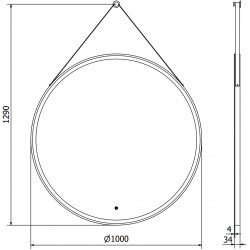 Mexen Reni  Oglinda de baie iluminata, rotunda 100 cm, LED 6000K, antypara, negru cadru - 9812-100-100-611-70