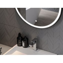 Mexen Reni  Oglinda de baie iluminata, rotunda 100 cm, LED 6000K, antypara, negru cadru - 9812-100-100-611-70