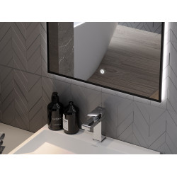 Mexen Erma  Oglinda de baie iluminata 50 x 70 cm, LED 6000K, antypara, negru cadru - 9814-050-070-611-70