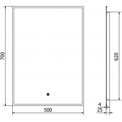 Mexen Erma  Oglinda de baie iluminata 50 x 70 cm, LED 6000K, antypara, negru cadru - 9814-050-070-611-70