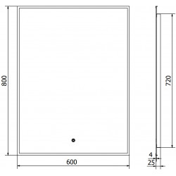 Mexen Erma  Oglinda de baie iluminata 60 x 80 cm, LED 6000K, antypara, negru cadru - 9814-060-080-611-70