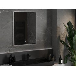 Mexen Erma  Oglinda de baie iluminata 60 x 80 cm, LED 6000K, antypara, negru cadru - 9814-060-080-611-70