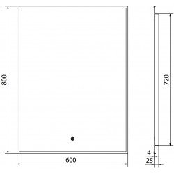 Mexen Erma  Oglinda de baie iluminata 60 x 80 cm, LED 6000K, antypara, negru cadru - 9814-060-080-611-70