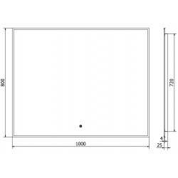 Mexen Erma  Oglinda de baie iluminata 100 x 80 cm, LED 6000K, antypara, negru cadru - 9814-100-080-611-70
