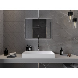 Mexen Erma  Oglinda de baie iluminata 100 x 80 cm, LED 6000K, antypara, negru cadru - 9814-100-080-611-70