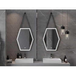 Mexen Orla  Oglinda de baie iluminata 60 x 80 cm, LED 6000K, antypara, negru cadru - 9815-060-080-611-70