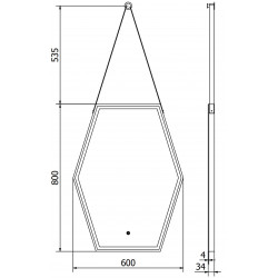 Mexen Orla  Oglinda de baie iluminata 60 x 80 cm, LED 6000K, antypara, negru cadru - 9815-060-080-611-70