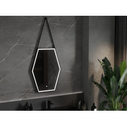 Mexen Orla  Oglinda de baie iluminata 60 x 80 cm, LED 6000K, antypara, negru cadru - 9815-060-080-611-70