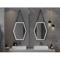 Mexen Orla  Oglinda de baie iluminata 60 x 80 cm, LED 6000K, antypara, negru cadru - 9815-060-080-611-70