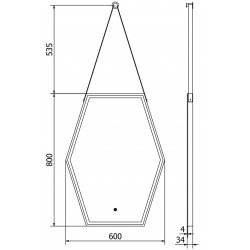 Mexen Orla  Oglinda de baie iluminata 60 x 80 cm, LED 6000K, antypara, negru cadru - 9815-060-080-611-70