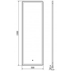 Mexen Coro  Oglinda de baie iluminata 50 x 150 cm, LED 6000K, antypara, negru cadru - 9817-050-150-611-70