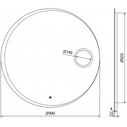 Mexen Ella  Oglinda de baie iluminata  cu cosmetica option, rotunda 90 cm, LED 6000K, cu dezaburire-9811-090-090-611-00