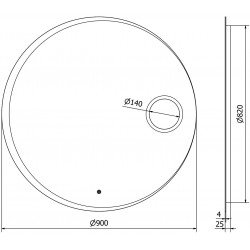 Mexen Ella  Oglinda de baie iluminata  cu cosmetica option, rotunda 90 cm, LED 6000K, cu dezaburire-9811-090-090-611-00