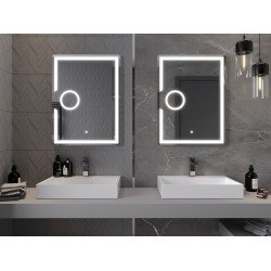 Mexen Onyx  Oglinda de baie iluminata  cu cosmetica option 60 x 80 cm, LED 6000K, cu dezaburire-9813-060-080-611-00