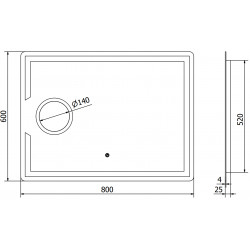 Mexen Onyx  Oglinda de baie iluminata  cu cosmetica option 80 x 60 cm, LED 6000K, cu dezaburire-9813-080-060-611-00