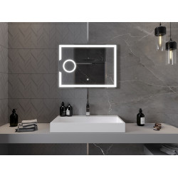 Mexen Onyx  Oglinda de baie iluminata  cu cosmetica option 80 x 60 cm, LED 6000K, cu dezaburire-9813-080-060-611-00