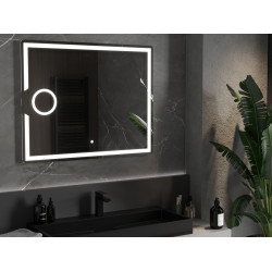 Mexen Onyx  Oglinda de baie iluminata  cu cosmetica option 100 x 80 cm, LED 6000K, cu dezaburire-9813-100-080-611-00