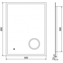 Mexen Kala  Oglinda de baie iluminata  cu cosmetica option 80 x 60 cm, LED 6000K, cu dezaburire-9820-060-080-611-00
