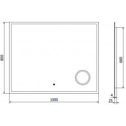 Mexen Kala  Oglinda de baie iluminata  cu cosmetica option 100 x 80 cm, LED 6000K, cu dezaburire-9820-100-080-611-00