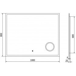 Mexen Kala  Oglinda de baie iluminata  cu cosmetica option 100 x 80 cm, LED 6000K, cu dezaburire-9820-100-080-611-00