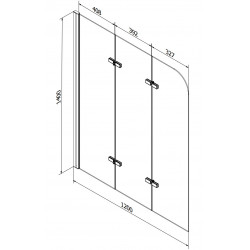 Mexen Felix  Paravan de cada  cu 3 aripi 120 x 140 cm, transparent, chrom - 890-120-003-01-00