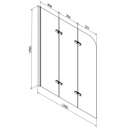 Mexen Felix  Paravan de cada  cu 3 aripi 120 x 140 cm, grafit, chrom - 890-120-003-01-40